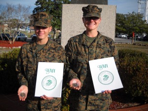 Molly Marines PFC Estep and PFC Kennedy at Parris Island, SC, January 16,2013