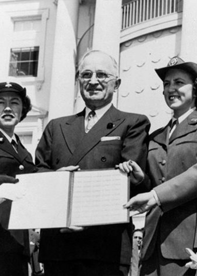 President Truman with women in military