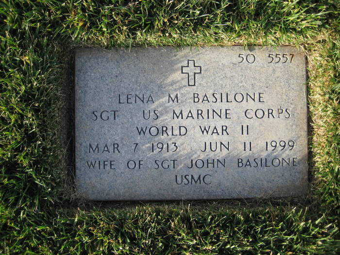 Lena Basilone's gravestone.